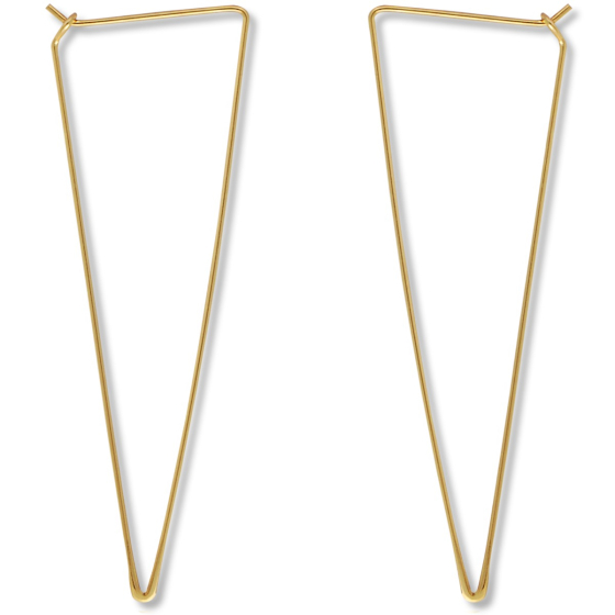 Big Long Statement Silver Triangle Hoop Dangle Geometric Earrings