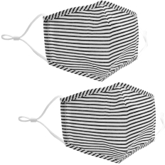 Cotton Face Mask - Black Stripes - 2-Pack
