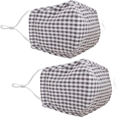 Cotton Face Mask - Grey Check - 2-Pack