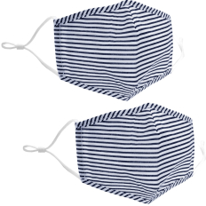 Cotton Face Mask - Navy Blue Stripes - 2-Pack
