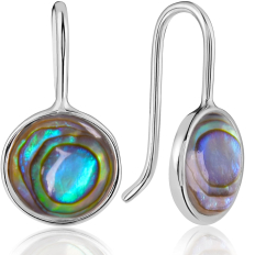 Abalone Bezel Dangles - 925 Sterling Silver Plated - 8mm