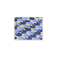 Blue Striped Umbrellas - Horizontal Wall Art - 8 x 10 Unframed