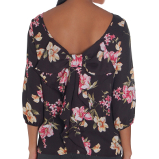 Bow Back Blouse - Black Floral