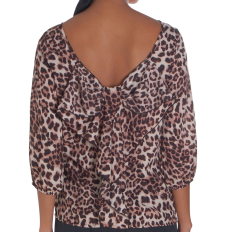 Bow Back Blouse - Leopard