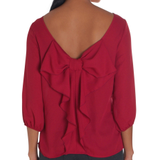 Bow Back Blouse - Burgundy