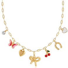 Charm Necklace - Bow & Cherries