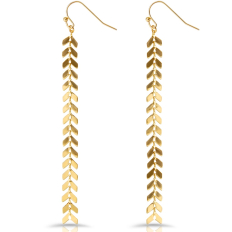 Palm Leaf Dangle Earrings - Long Hanging Tropical Tree Frond Drops for Women - Dangly Bohemian Lightweight Dangling Leaves