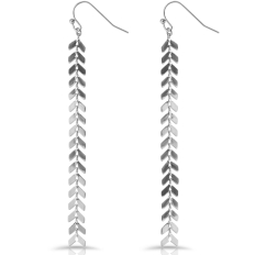 Chevron Duster Dangle Earrings - Silver - 3.5 inch