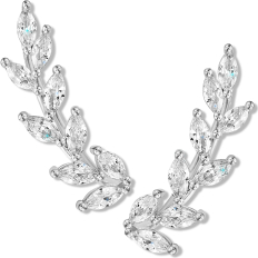 Crystal Leaf Crawlers - 925 Sterling Silver Plated