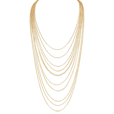 Long Diamond Waterfall Necklace - Gold