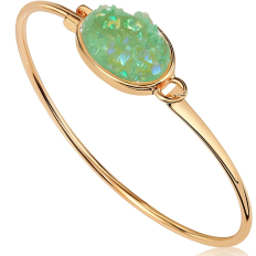 Oval Druzy Bangle - Aqua
