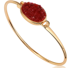 Oval Druzy Bangle - Garnet