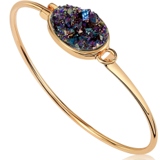 Oval Druzy Bangle - Iridescent