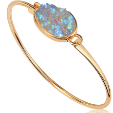 Oval Druzy Bangle - Light Blue