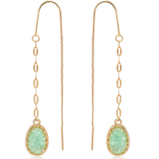 Druzy Chain Bar Threaders - Aqua