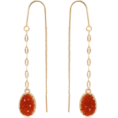 Druzy Chain Bar Threaders - Garnet