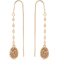 Druzy Chain Bar Threaders - Gold-Tone
