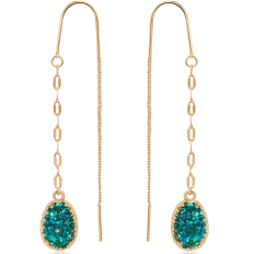 Druzy Chain Bar Threaders - Peacock Blue
