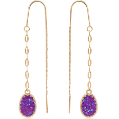 Druzy Chain Bar Threaders - Purple