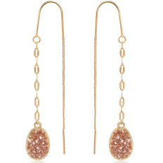 Druzy Chain Bar Threaders - Rose Gold-Tone