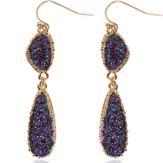 Druzy Double Drop Dangles - Iridescent