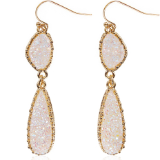 Druzy Double Drop Dangles - Opal