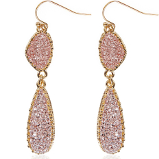 Druzy Double Drop Dangles - Rose Gold-Tone