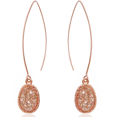 Druzy Needle Drops - Rose Gold Metal - Rose Gold Stone