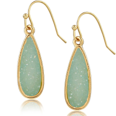 Druzy Petal Drop Dangles - Aqua