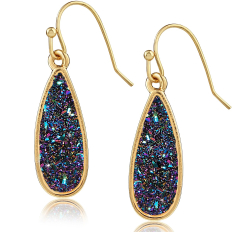 Druzy Petal Drop Dangles - Iridescent