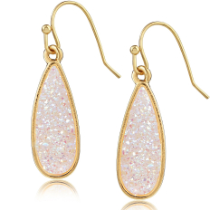 Druzy Petal Drop Dangles - Opalescent