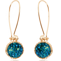 Druzy Threader Dangles - Peacock Blue