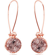Druzy Threader Dangles - Rose Gold Metal - Rose Gold Stone