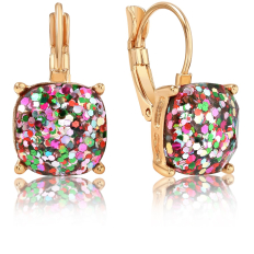 Lever Back Square Dangles - Confetti Glitter