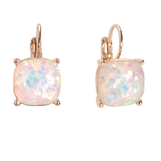 Lever Back Square Dangles - Opal Glitter