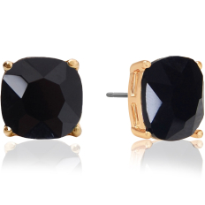 Faceted Square Studs - Black