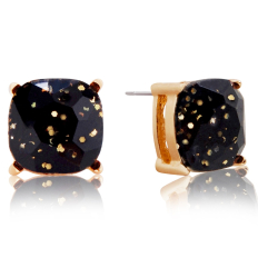 Faceted Square Studs - Black Glitter