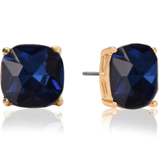 Faceted Square Studs - Navy Blue