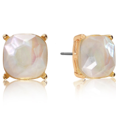 Faceted Square Studs - Mother of Pearl