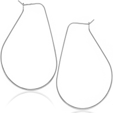 Lightweight Threader Hoops - 925 Silver Plated - 2.3 inch