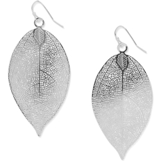 Filigree Leaf Earrings - Silver - 2.2 inch