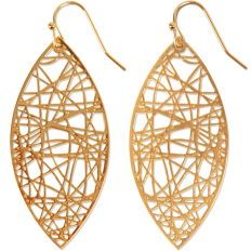 Geometric Filigree Marquise Dangles - Gold