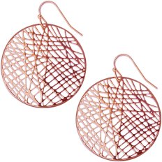 Geometric Filigree Round Dangles - Rose Gold