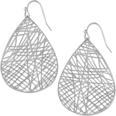 Geometric Filigree Teardrop Dangles - Silver