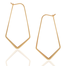 Geometric Threader Hoops - 18K Gold Plated - 1.5"