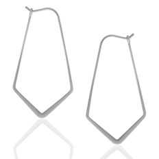 Geometric Threader Hoops - 925 Silver Plated - 1.5"