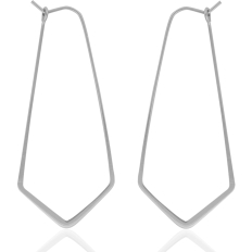 Geometric Threader Hoops - 925 Silver Plated - 2"