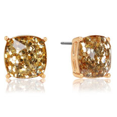 Faceted Square Studs - Gold Glitter