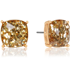 Faceted Square Studs - Gold Glitter