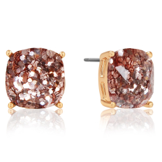 Faceted Square Studs - Rose Gold Glitter
